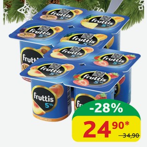 Продукт йогуртный Фруттис Сливочное лакомство в ассортименте, 5%, 115 гр