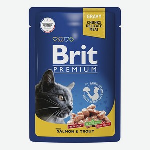 Влажный корм Brit premium Pouches с лососем и форелью для кошек 85 г