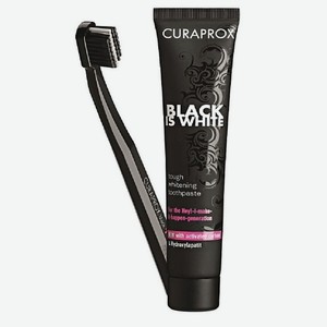 CURAPROX Зубная паста Black Is White + зубная щетка Ultra Soft черная