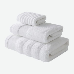 SOFT SILVER Набор Antibacterial Cotton Towels, полотенца для лица и тела 3 шт., размеры 30х50 см, 50х90 см, 70х140 см. Цвет: «Альпийский снег» (белый)