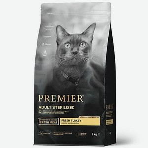 Корм для кошек Premier 2кг стерилизованных свежее мясо индейки