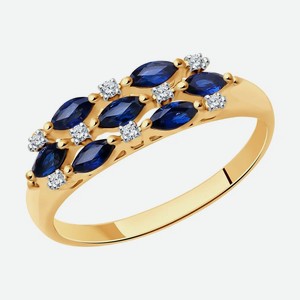 Кольцо SOKOLOV Diamonds из золота с бриллиантами и сапфирами 2010670, размер 19.5