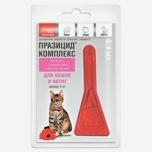 Капли для кошек и котят Apicenna Празицид-Комплекс до 4кг 1пипетка*0.4мл