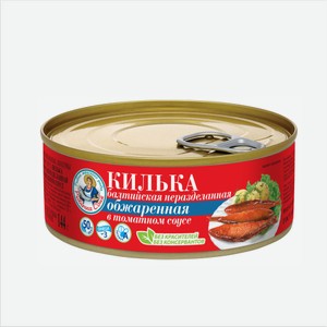 Консервы Килька РЫБАЧКА СОНЯ обжаренная, в томатном соусе 240гр