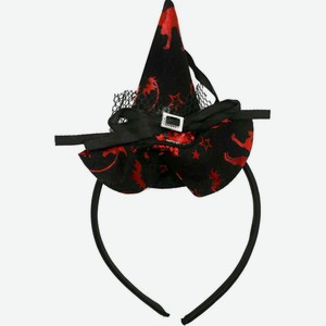 Ободок маскарадный B&H Шляпка ведьмы цвет: чёрный/красный, 3×16×18 см