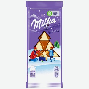 Шоколад молочный MILKA Милка с белым шоколадом в виде елочек, 100г
