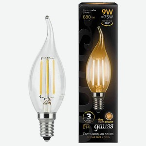 Лампа LED Gauss 104801109 Filament Свеча на ветру 2700К Е14 , 9 Вт