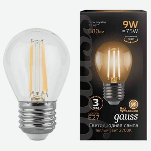 Лампа LED Gauss 105802109 Filament Шар 2700К Е27, 9 Вт