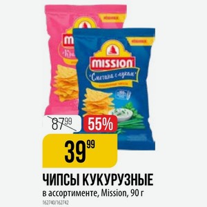 ЧИПСЫ КУКУРУЗНЫЕ в ассортименте, Mission, 90 г