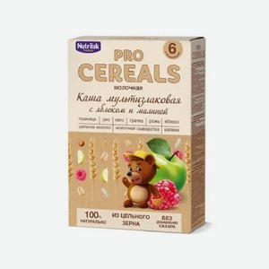 Каша Nutrilak Premium Procereals молочная мультизлаковая c яблоком и малиной, 200 г