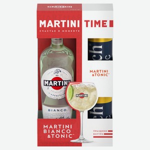 Вермут Martini Bianco Италия, 1 л + 2 банки тоник Rich 0,33 л