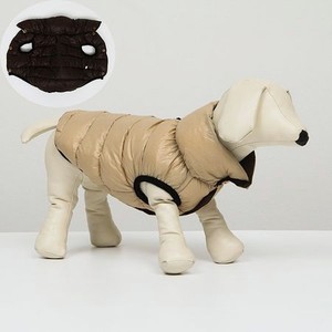 Куртка для собак Sima-Land двухсторонняя L55 бежевая/коричневая