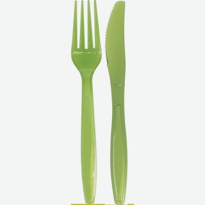 Ножи и Вилки пластиковые зеленые 10 и 10 шт BBQ