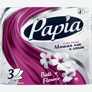 Бумага туалетная 4шт белая с рисунком аромат Bali Flower Papia