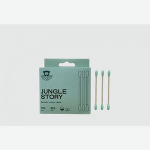 Ватные палочки с зелёным ультра мягким хлопком JUNGLE STORY Bamboo Cotton Buds Green 100 шт