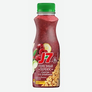 J7 Полезный перекус смузи-коктейль: Вишня-Банан-Яблоко с овсяными хлопьями для детского питания 0.3л