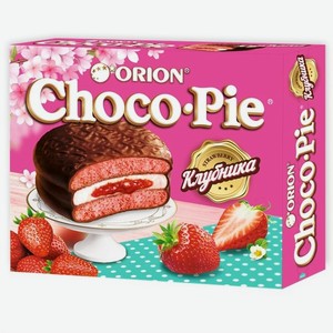 Пирожное-бисквит в шоколадной глазури Choco Pie Клубника 360гр