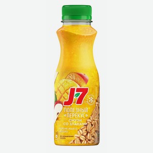 J7 Полезный перекус смузи-коктейль: Персик-Манго-Яблоко с овсяными хлопьями для детского питания 0.3л