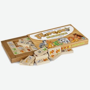 Игра домино деревянное  Веселый зоопарк  арт.01515