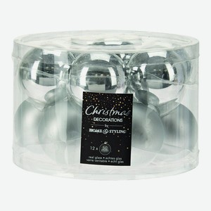 Набор стеклянных шаров 50 мм 12шт серебро артABR701010