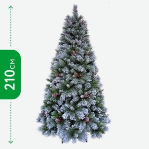 Елка Santa s World Свара 210 см, снег, шишки, ягоды, навесные ветви, арт.TSA210-896