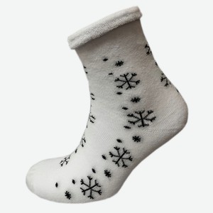 Носки женские Monchini артL56 - Белый, Снежинки, 35-37
