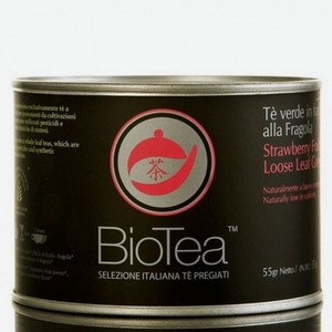 Чай зеленый листовой с кусочками клубники BioTea