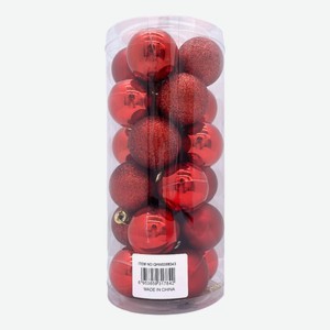 Набор шаров на ель красный 4 см 24 шт