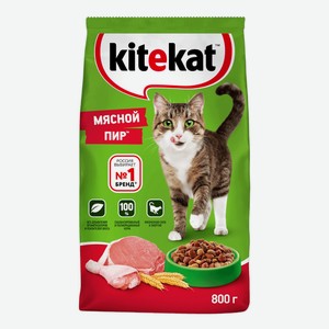 Сухой корм Kitekat Мясной пир для взрослых кошек 800 г