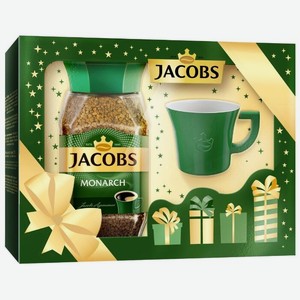 Кофе растворимый Jacobs Monarch подарочный набор с кружкой c рисунком, 95 г