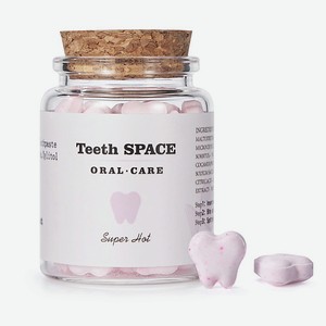 TEETHSPACE Зубная паста отбеливающая в таблетках Персик Мята Натуральная 100