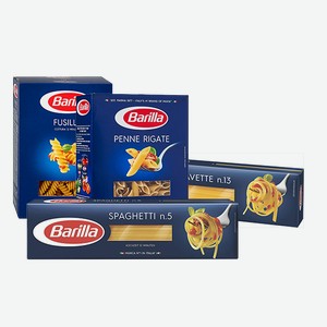 Макароны BARILLA Fusilli n.98, Spaghetti n.5, Penne Rigate n.73, Bavette № 13 450г