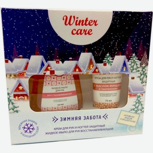 Подарочный набор Мыло жидкое для рук Winter Care, 200 мл + Крем для рук и ногтей Winter Care Зимняя забота, 75 мл