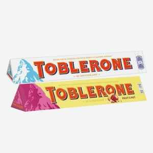 Шоколад «Toblerone»: Молочный с изюмом медово-миндальной нугой, Белый с медово-миндальной нугой; 100 г