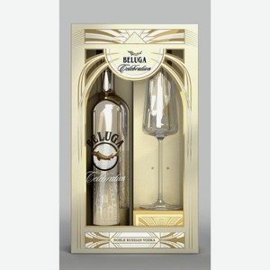 Водка Beluga Noble Celebration + бокал флют в подарочной упаковке, 0.7л Россия