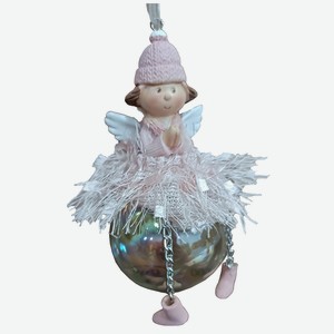 Шар стеклянный Santa s World с ангелом розовый 6*6*12см артKKA-012