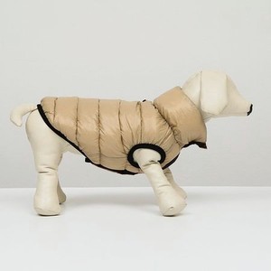 Куртка для собак Sima-Land двухсторонняя M бежевая/коричневая