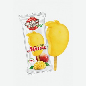 Мороженое Эскимо пломбир с пюре и кусочками манго. 70г Чистая Линия