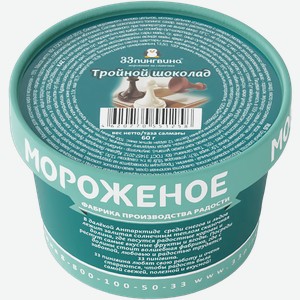Мороженое пломбир 33 пингвина тройной шоколад Эскимос ООО к/у, 60 г