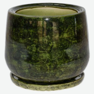 Горшок Тюльпан керамический зеленый с поддоном Ø37х32 см, 26 л