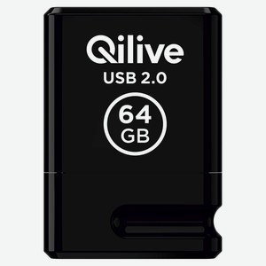 Флешка Qilive USB 2.0 Mini с колпачком пластик черная, 64GB