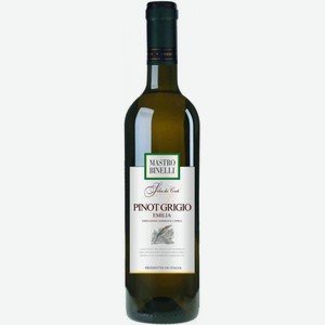 Вино Mastro Binelli Pinot Grigio Emilia белое полусладкое 9,5 % алк., Италия, 0,75 л
