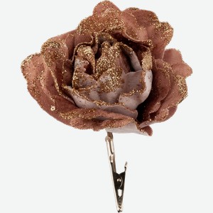 Цветок 11см на зажиме Купман роза розовая с блестками Купман Интернэшнл , 1 шт