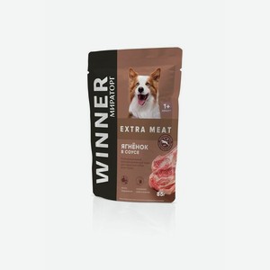 Мираторг Extra Meat полнорационный влажный корм для взрослых собак всех пород, с ягнёнком в соусе - 85 г