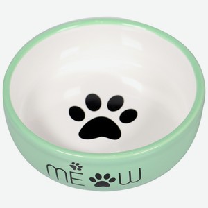 Mr.Kranch миска керамическая для кошек, зеленая (380 мл)