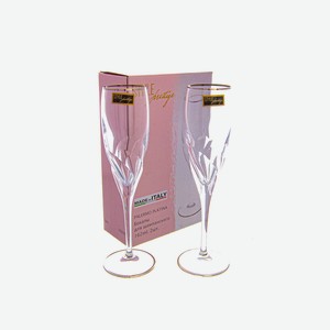 Набор бокалов для шампанского хрустальное стекло Style Prestige 2шт 162мл платина Италия