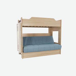 Двухъярусная кровать с диван-кроватью голубой / дуб сонома