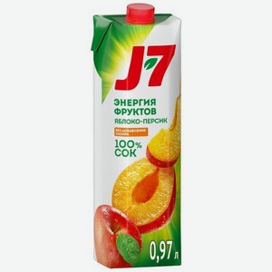 Сок J7 Яблоко-Персик охлажденный 0,97 л