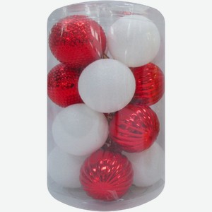 Набор шаров LuF красные/белые/золотые пластик 4см 16шт в ассортименте