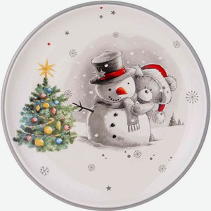 Тарелка керамическая Lefard С Новым Годом! Снеговик и мишка, 21 см